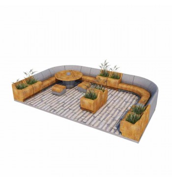 Poilsio zona su suoliukais...